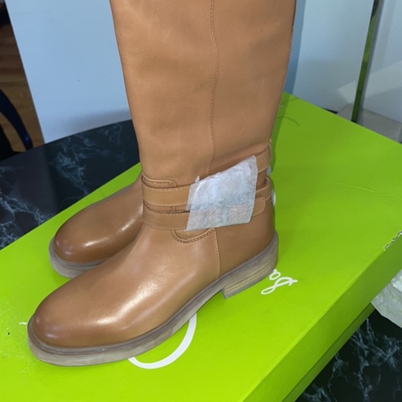 Sam Edelman Freda Tall Leather Riding Boots Tan Size 8.5 Moto Biker Buckles NEW - Picture 14 of 16